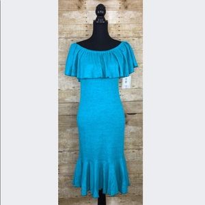 LuLaRoe Cici XL - Aqua/Turquoise Ruffle Dress
